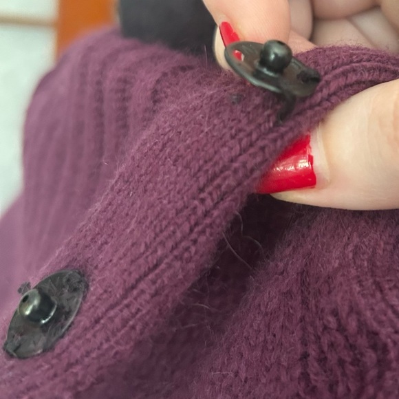 Y2K LF Purple Asymmetrical Button Up Cozy Turtleneck Sweater - Picture 10 of 10